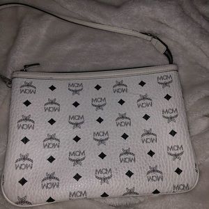 White mcm pouch